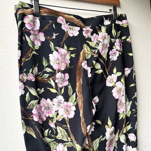 NWT DOLCE & GABBANA black Pink viscose CHERRY BLOSSOM Pants Sz 6 - Picture 6 of 9
